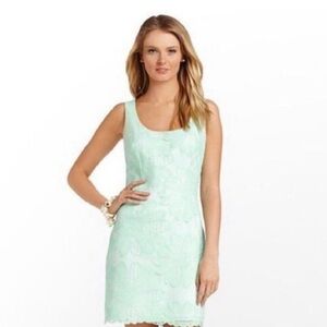 Lilly Pulitzer Lonnie Daisy Seafoam green lace cocktail mini dress Size 2 53840